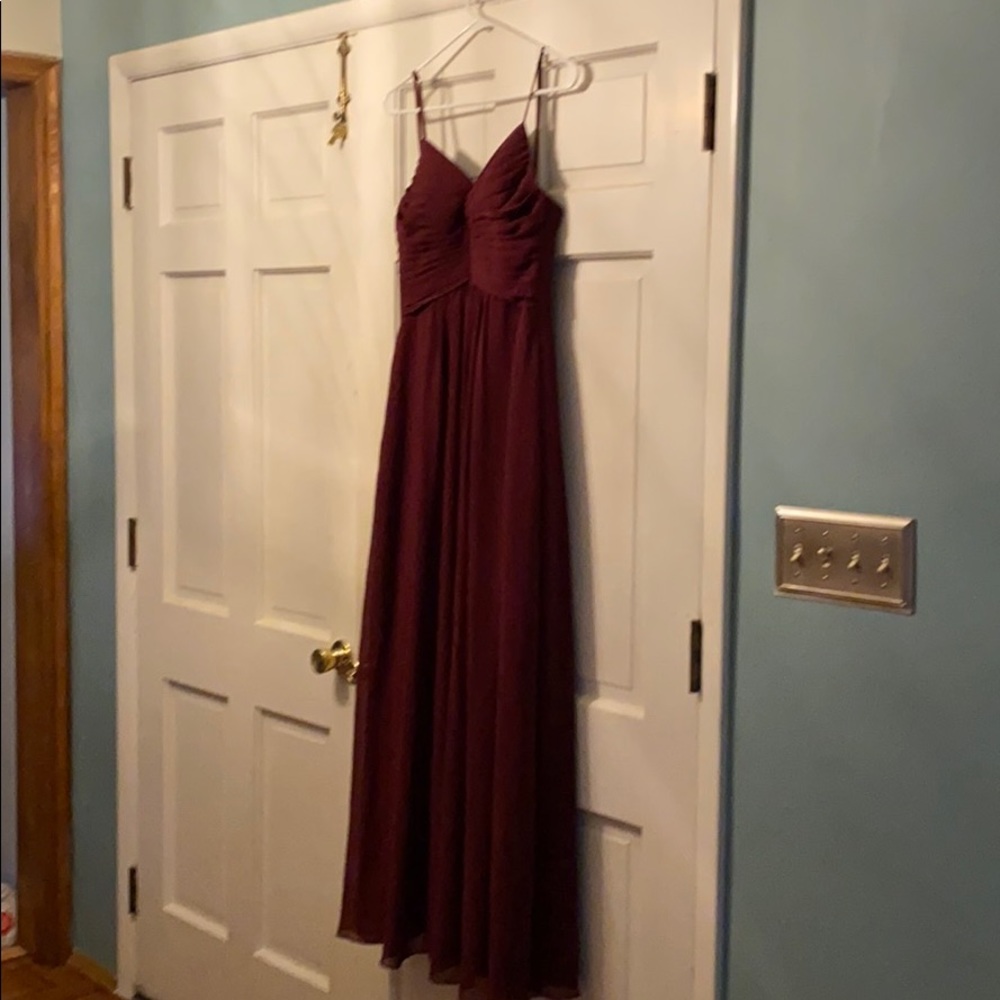 Long burgundy chiffon dress